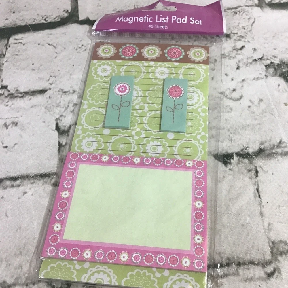 Magnetic Notepads List Pads Lot Of 3 Floral Printed Lined Paper New Sealed